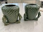 2 vase poterie dauphins plantateur succulent de bambou bonne chance neuf