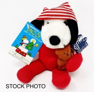 Vintage Applause Snoopy Christmas Plush Toy Red Pajamas Santa Hat Collectible 6” - Picture 1 of 5