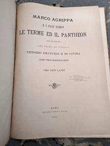Marco Agrippi e i Soui Tempi Le Termi Ed Il Panthéon, livre ancien rare, 1882 - Photo 1/6