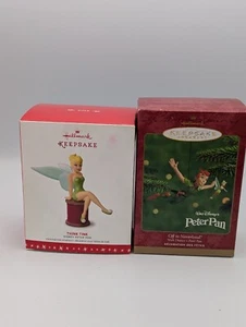 Hallmark Keepsake Think Tink Tinkerbell & Peter Pan Disney Ornaments in box. - Picture 1 of 19
