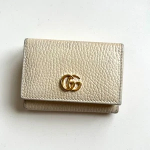 GUCCI Auténtico Cuero Triple Cartera GGmarmont Blanco - Imagen 1 de 12