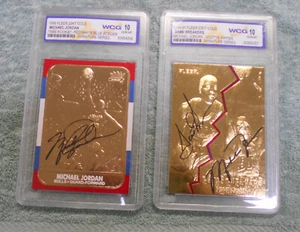 #D446. TWO FLEER 23KT GOLD BASKETBALL CARDS - MICHAEL JORDAN / SCOTTIE PIPPEN - Picture 1 of 11