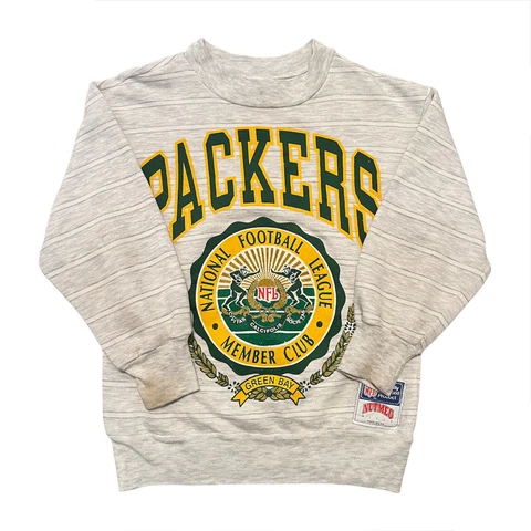 Vintage 90s Green Bay Packers Nutmeg Mills Sweatshirt Gray Kids Size Small Cover