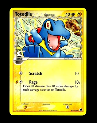 Pokemon TOTODILE Ex Dragon Frontiers Set INK ERROR Non Holo MISPRINT Card 67/101 - Image 1 of 3