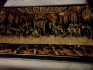 Vintage Jesus Last Supper Relgious Tapestry  40 inches - Picture 1 of 3