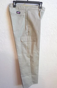 Dickie Work Cargo Pants Mens 30 X 32 Khaki Flat Front Straight Leg Flex Fabric - Picture 1 of 11