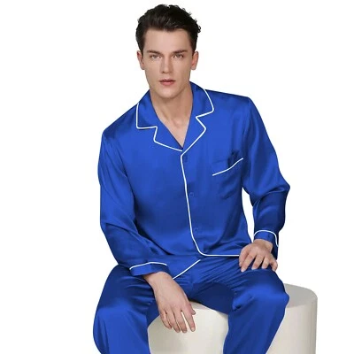 Mens Silk Satin Pajama Set - Top and Bottom  ** Great Gift  Idea  ** - Image 1 of 4