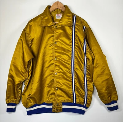 Chaqueta De Colección Wilson Kiwanis Internacional Grande Dorado Azul Satinado Estilo Coach Foto 1 de 4