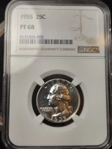 1955 25c Washington Quarter NGC PF68 - Picture 1 of 4