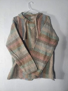 Artesanias Hoodie Sweatshirt Mens L Multi-color Mexico Baja Rasta Print Striped - Picture 1 of 9