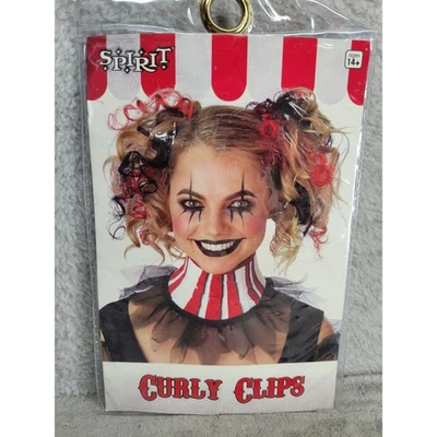 Spirit Halloween Rojo Negro Clips Rizados Payaso Disfraz Cabello Juegos con disfraces Accesorio Foto 1 de 2