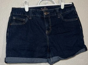 Girls Justice Jean Shorts Size 16 Summer Spring Dark Wash Cuff 28x2.5 - Picture 1 of 5