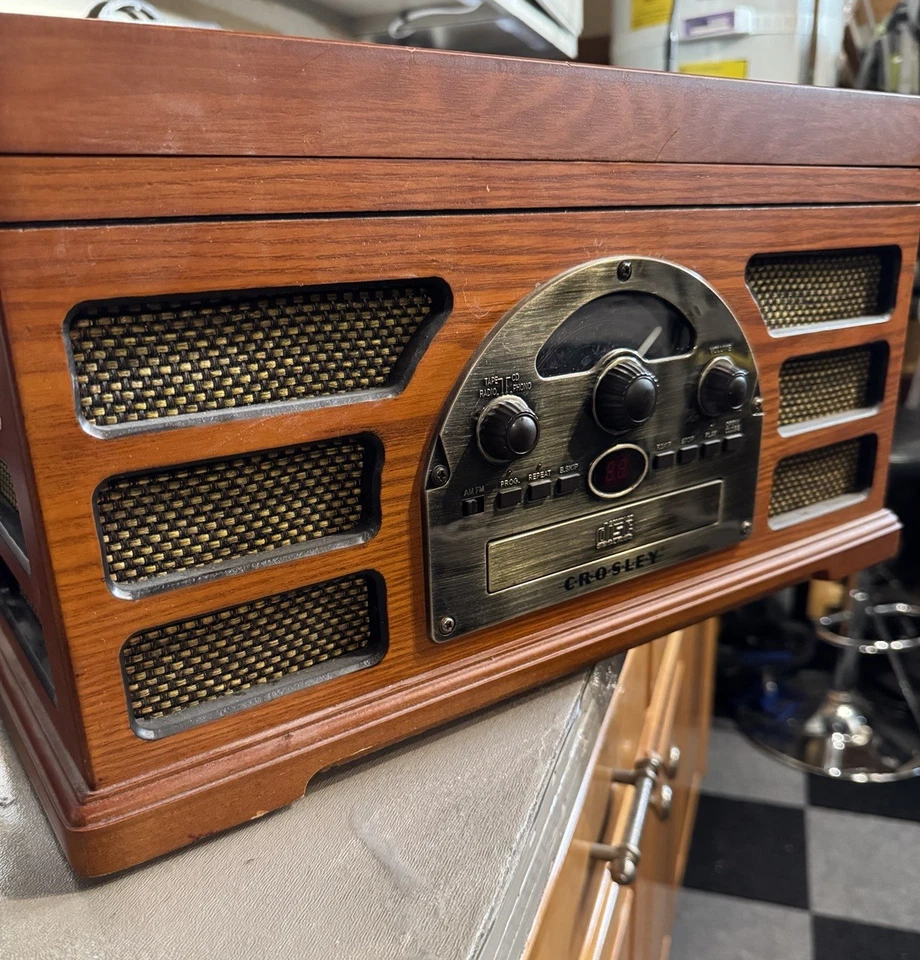 Crosley CR66 Wood-Finished Retro Record Player With CD Player FM Radio Cassette - Image 1 of 4