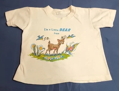 Camiseta vintage "I'm A LITTLE DEAR FROM" para niños talla 4 puntada única Allison Foto 1 de 4