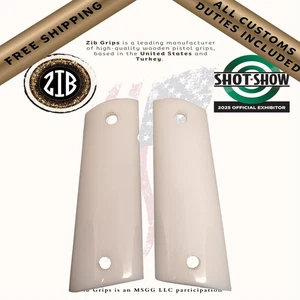 Empuñaduras de pistola de madera 1911, sintético blanco y negro perla ambi corte de seguridad tamaño completo - Imagen 1 de 3