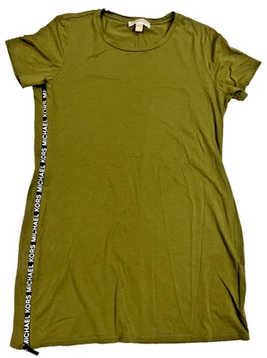 Michael Kors Women's T-shirt Dress Size XL Green Short Sleeve Logo Zipper - Image 1 of 4