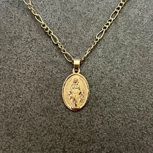 Virgin Mary Necklace Gold Pendant Charm Women Men Miraculous medaille 53cm - Picture 1 of 7