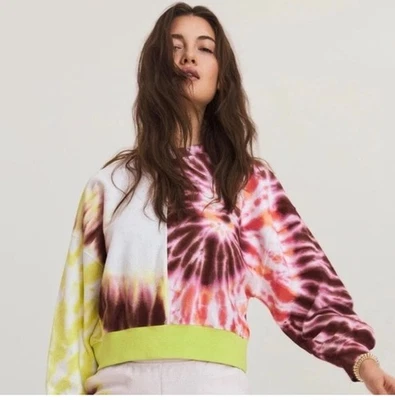 Something Navy Tie Dye Sweatshirt Boxy Oversized Cropped Size MEDIUM - Image 1 of 4