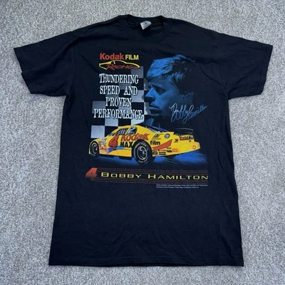 VINTAGE Kodak Racing Nascar T Shirt Bobby Hamilton Adult Size Large Black 90s  - Image 1 of 4
