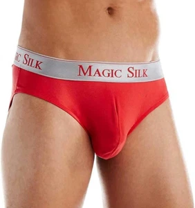 Male Power Silk Bikini w Band, Red, Small - Picture 1 of 2