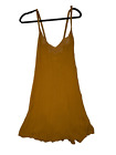 Intimately Free People Mustard Gold Slip Dress Mini Dress Criss Cross Back Lace