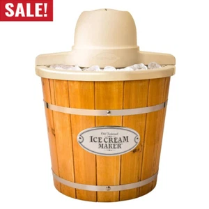 Elektrische Eismaschine Altmodische Soft Serve Maschine Frozen Yogurt Holz - Bild 1 von 6