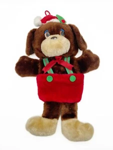 De colección Navidad Cachorro Perro 16" Marrón Rojo Relleno Peluche Colgante Decoración Puerta de Pared - Imagen 1 de 6