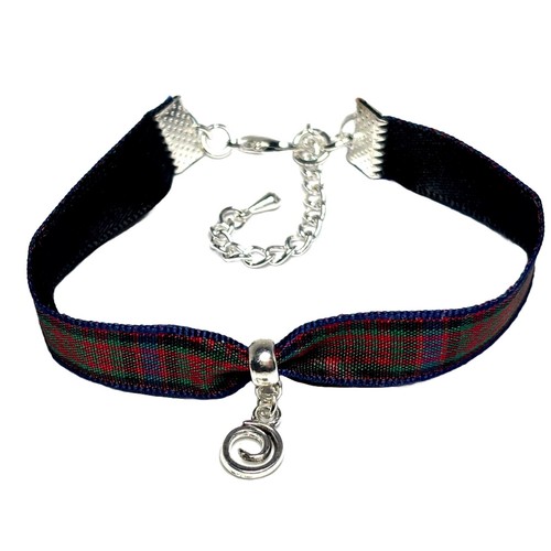 VALENTINO Bracciale MACDONALD Tartan Scozzese con Charm Spirale Argento + BORSA REGALO