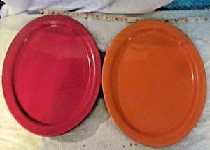 ITI China Can-13 2 plates/platters orange and red 11 1/2" x9 1/4" - Picture 1 of 11