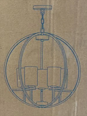 Forte Lighting Orbit 5-Light Pillar Candle Globe Chandelier 24"W Light Fixture - Image 1 of 4