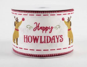 Happy HOWLdays Urlaub braun Weihnachten Hunde Glitzer Draht Leinen Band von Yard - Bild 1 von 2