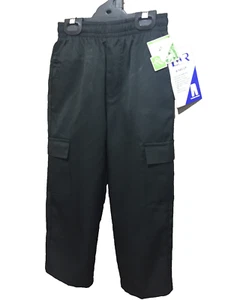 BNWT Boys Sz 16 LWR Brand Black Elastic Waist Cargo Side Pocket School Pants - Picture 1 of 2