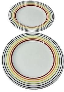 (2) Vintage Bugatti Gioia Rainbow Stripe Side Salad Dessert Plates 8 3/4" READ - Picture 1 of 7