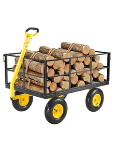 Steel Garden Cart 1400lb Capacity Heavy Duty Yard Wagon Utility Cart 13in Tires - Picture 1 of 12