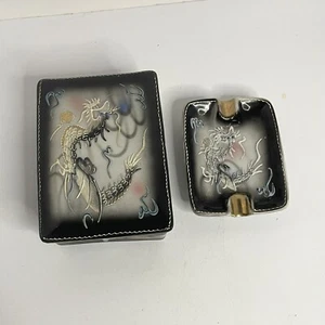 Vintage Acra China Dragonware Cigarette/ Trinket Box And Ashtray - Picture 1 of 12