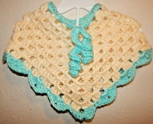 Unique Handmade Crocheted Poncho Cape For Girl Winter Clothing age 1-2 years - Picture 1 of 8