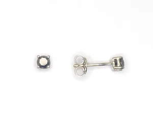 .50 Carat 3.5 mm Round Black Diamond Sterling Silver Stud Post Earrings - Picture 1 of 3