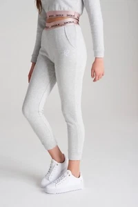 SikSilk Girls Grey Marl Roseate Track Pants 11-12 Years - Picture 1 of 5