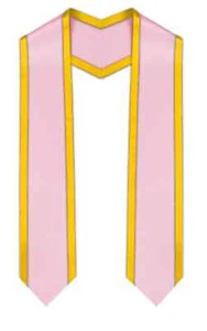 Pink Pointed Graduation Stole with Gold Trim - Picture 1 of 1
