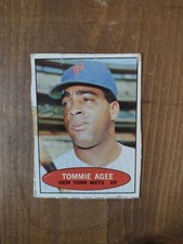 1971 BAZOOKA BASEBALL TOMMIE AGEE CARD (NO #/HAND CUT) - NEW YORK METS