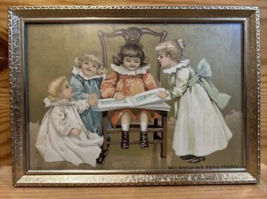 Vintage antik gerahmt McGlaughlin's Kaffee XXXX Handelskarte Kinder lesen - Bild 1 von 5