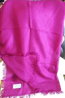 Patrón tipo canasta vintage Vera Neumann púrpura tejido con flecos suaves bufanda Foto 1 de 4