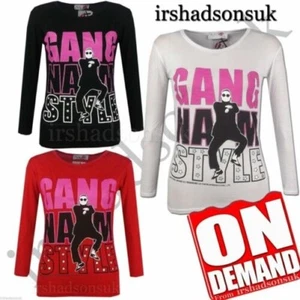 NEW GIRLS " GANGNAM STYLE " FUNNY LONG SLEEVE STYLISH FASHION T SHIRT TOP 7-13Yr - Picture 1 of 5