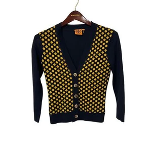 Tory Burch, Cárdigan de Lana Merino, Negro y Amarillo, Talla XXS, KB288 - Imagen 1 de 5