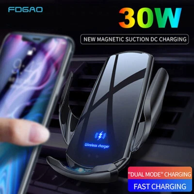 Carregador sem fio para carro 30W fixação automática suporte de ventilação de ar suporte para telefone - Imagem 1 de 4