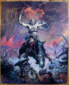 Frazetta Conan el Conquistador firmado por Kirk Hammett con foto y certificado de autenticidad Metallica - Imagen 1 de 2