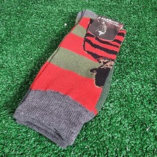 A Nightmare On Elm St Freddy Kruger Crew Socks Shoe Size 8-12 NWT (H1) 