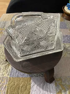 VINTAGE CHANCE GLASS BRITANNIA CHEESE DISH BUTTER DISH - Picture 1 of 15