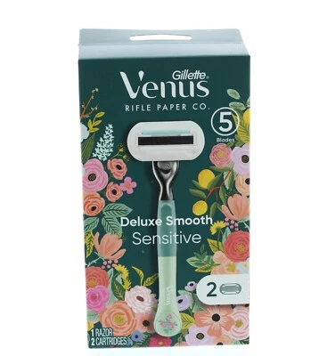 Gillette Venus Razor Deluxe Smooth Sensitive, Metal Handle, 2 Refills - 5 Blade - Image 1 of 3