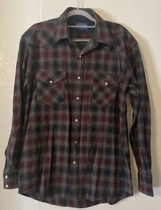 Pendleton Wolle Canyon kariertes Perlendruckknopfhemd Herren Med. Rot schwarz kariert 1982 Fehler - Bild 1 von 11